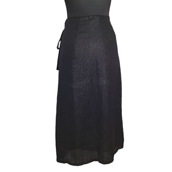 Something Navy Black Midi Slip Skirt Sequin Size Medium - Picture 4 of 12